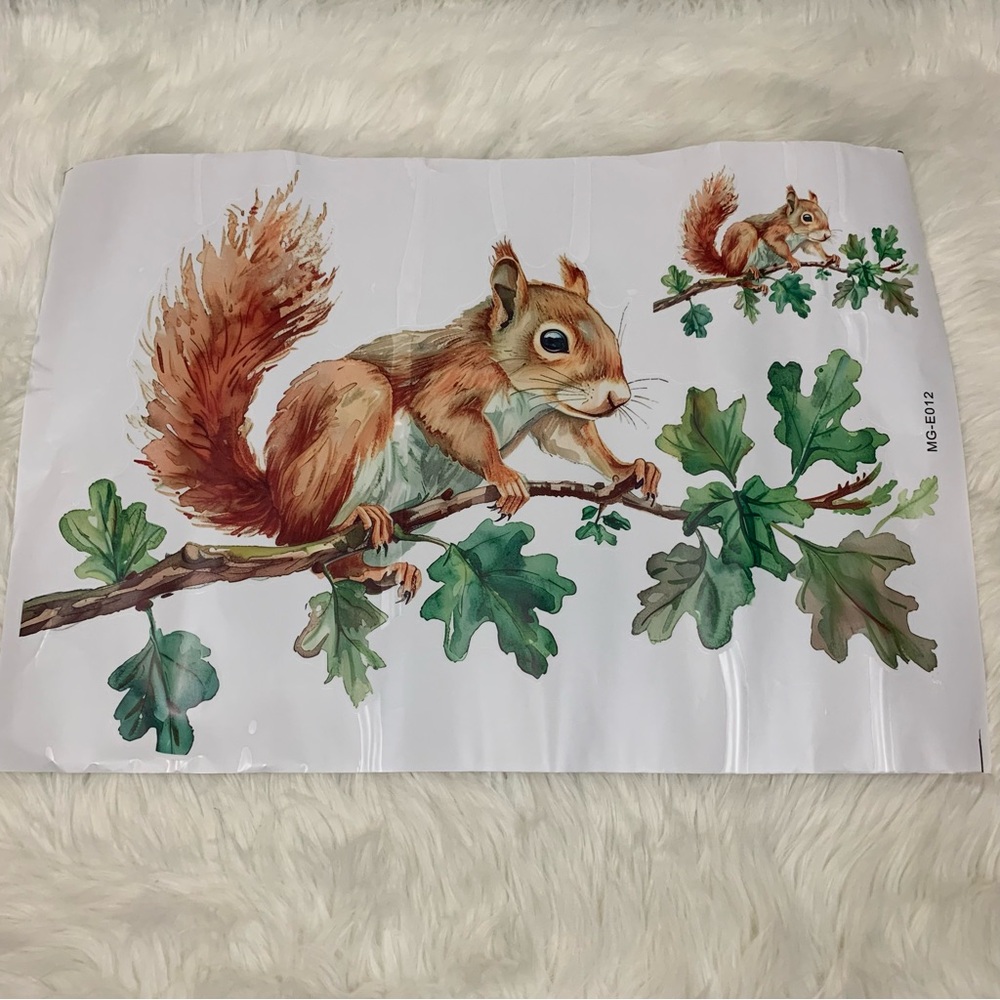 NEW Large Squirrel Leafy Wall Sticker Decal